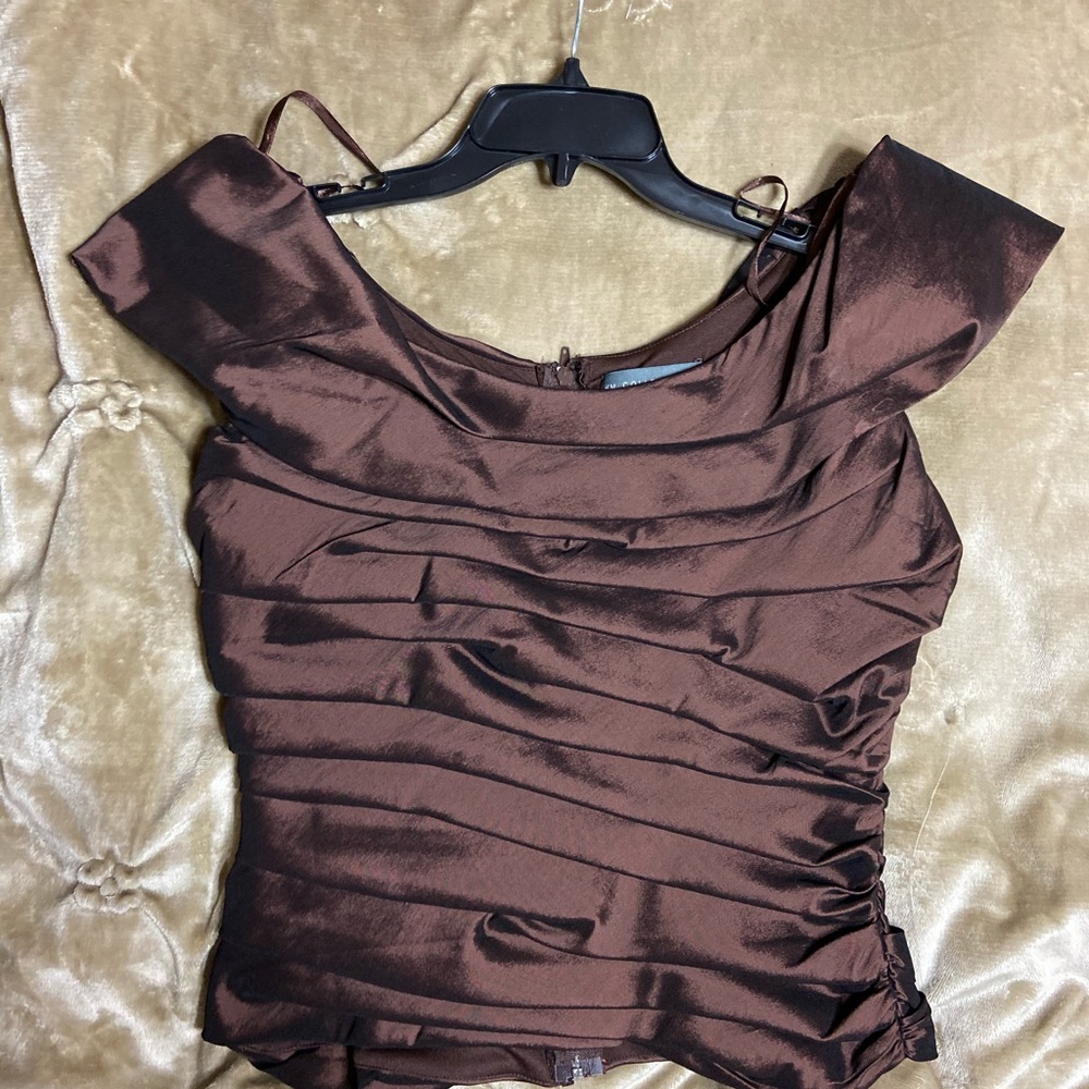 Pleated Brown Top by KM Collections